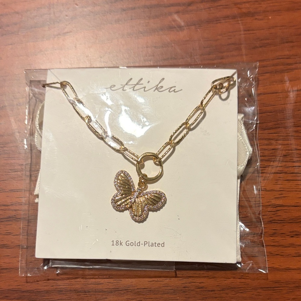 New Ettika 18k Gold-Plated Necklace with Butterfly Charm